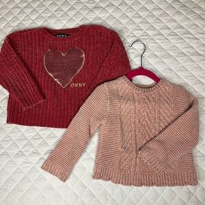 Girls 3T Valentine’s Sweaters - Tommy Bahama & DKNY- 3T & size unknown
